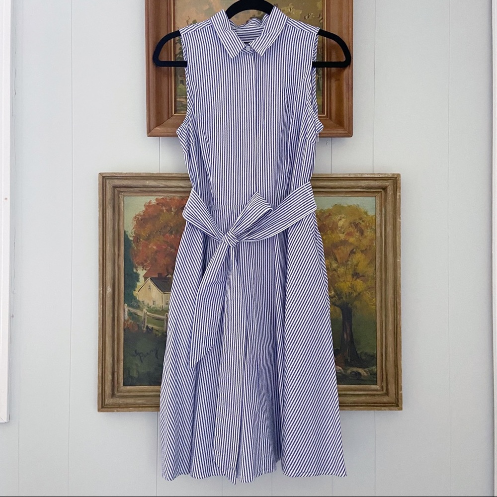 Talbots Pinstripe Cotton Shirt Dress